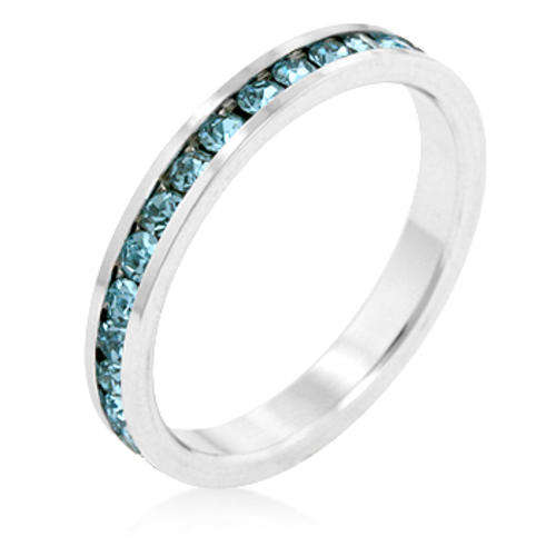 Stylish Stackables with Aquamarine CZ Ring #7 *USA IMPORT* Local stock